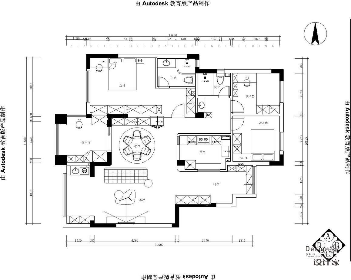 法式复古-威尼斯十四街区-三室两厅-140㎡装修-三室两厅-法式